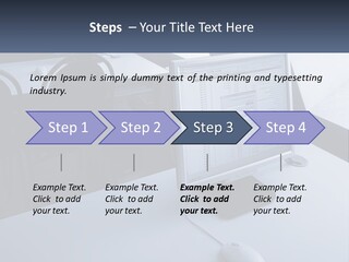 A Computer Monitor Sitting On Top Of A Desk PowerPoint Template