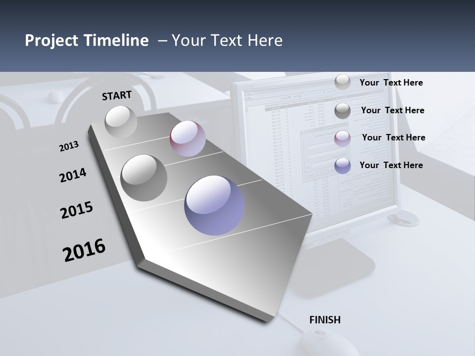 A Computer Monitor Sitting On Top Of A Desk PowerPoint Template