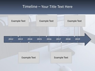 A Computer Monitor Sitting On Top Of A Desk PowerPoint Template