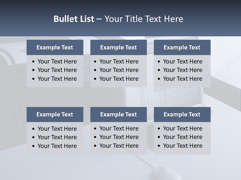 A Computer Monitor Sitting On Top Of A Desk PowerPoint Template