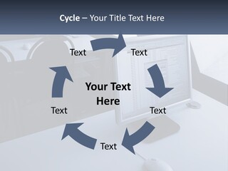 A Computer Monitor Sitting On Top Of A Desk PowerPoint Template