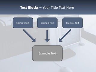 A Computer Monitor Sitting On Top Of A Desk PowerPoint Template