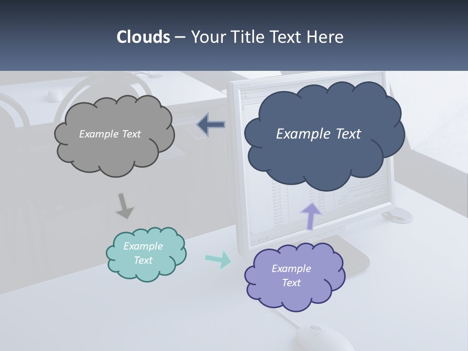 A Computer Monitor Sitting On Top Of A Desk PowerPoint Template