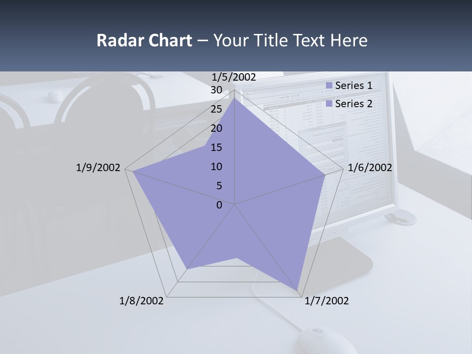 A Computer Monitor Sitting On Top Of A Desk PowerPoint Template