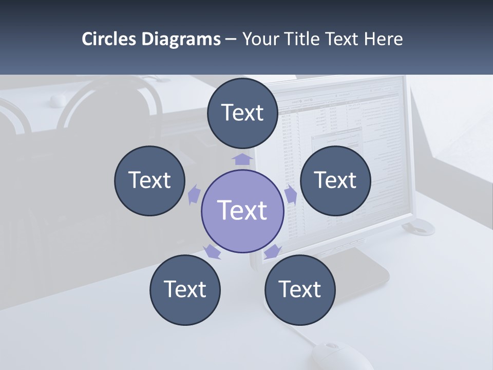 A Computer Monitor Sitting On Top Of A Desk PowerPoint Template