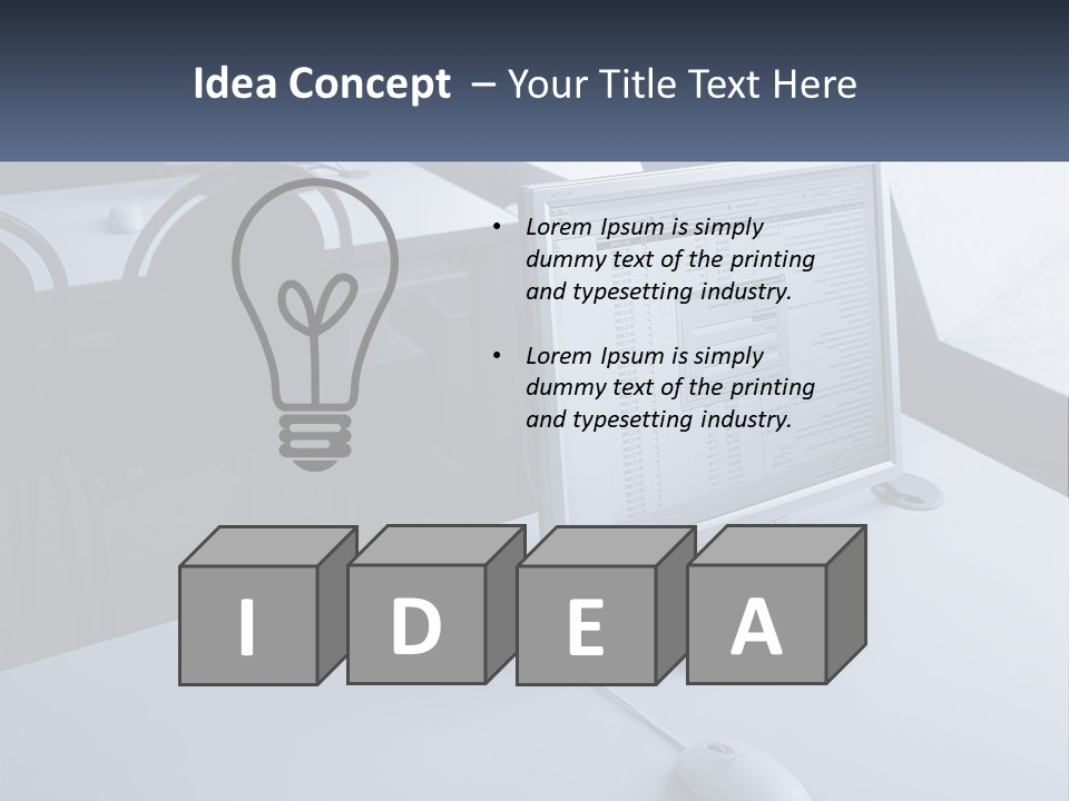 A Computer Monitor Sitting On Top Of A Desk PowerPoint Template