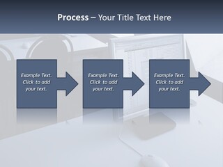 A Computer Monitor Sitting On Top Of A Desk PowerPoint Template