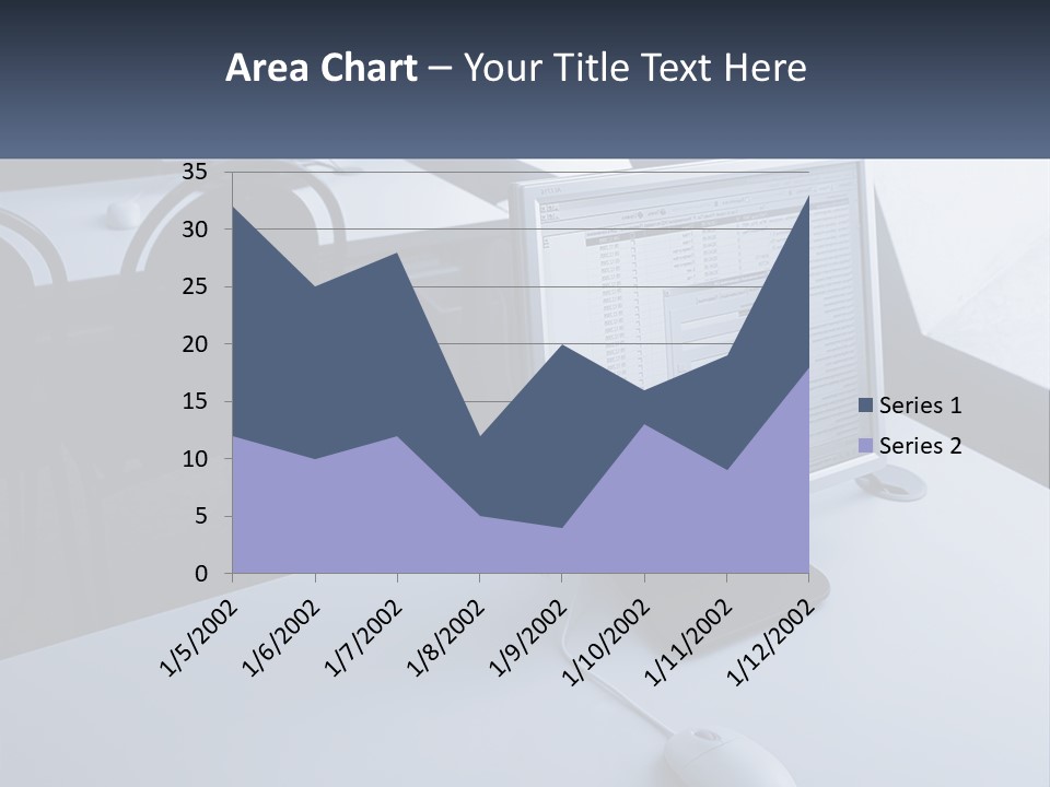 A Computer Monitor Sitting On Top Of A Desk PowerPoint Template