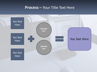 A Computer Monitor Sitting On Top Of A Desk PowerPoint Template