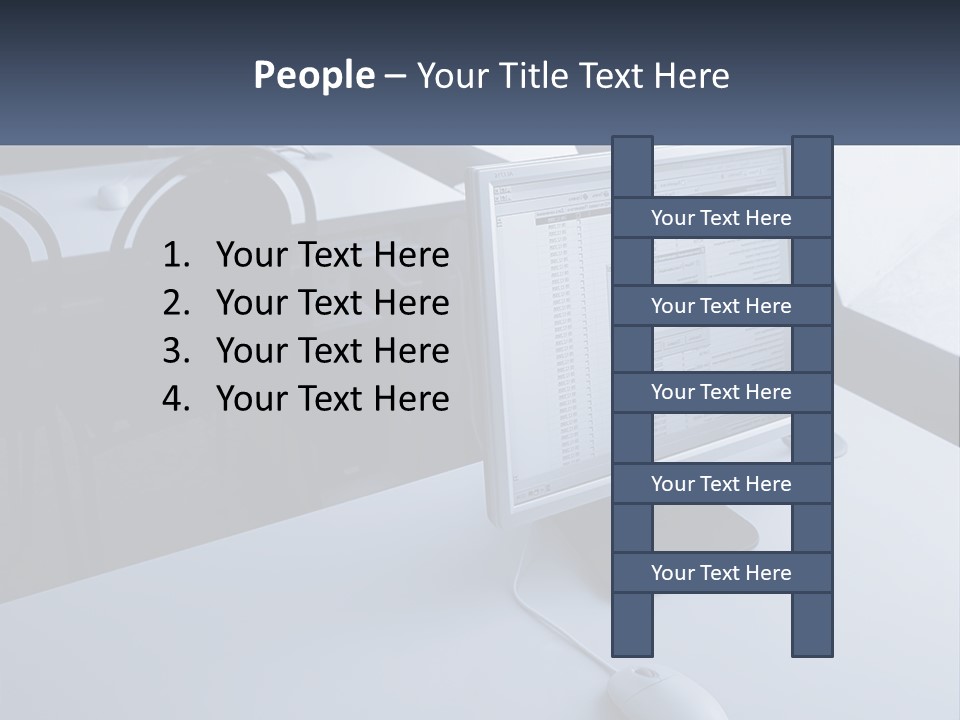 A Computer Monitor Sitting On Top Of A Desk PowerPoint Template