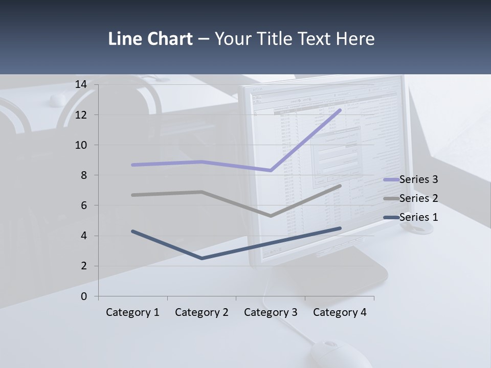 A Computer Monitor Sitting On Top Of A Desk PowerPoint Template