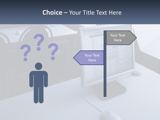 A Computer Monitor Sitting On Top Of A Desk PowerPoint Template