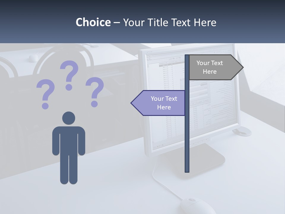 A Computer Monitor Sitting On Top Of A Desk PowerPoint Template
