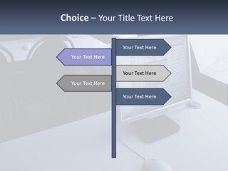 A Computer Monitor Sitting On Top Of A Desk PowerPoint Template