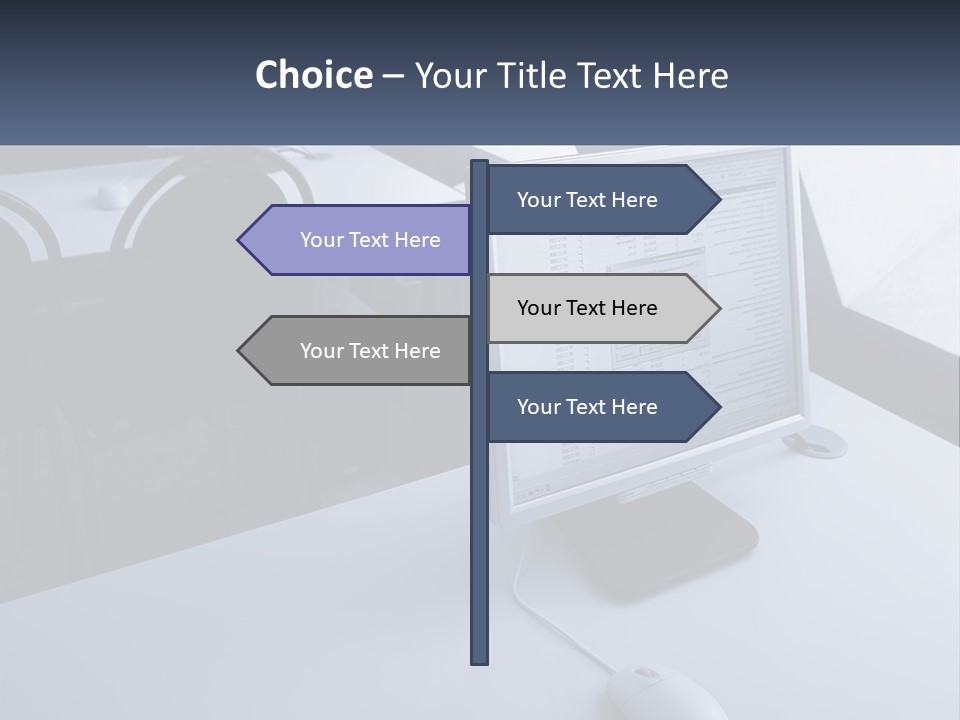 A Computer Monitor Sitting On Top Of A Desk PowerPoint Template