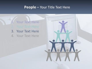 A Computer Monitor Sitting On Top Of A Desk PowerPoint Template