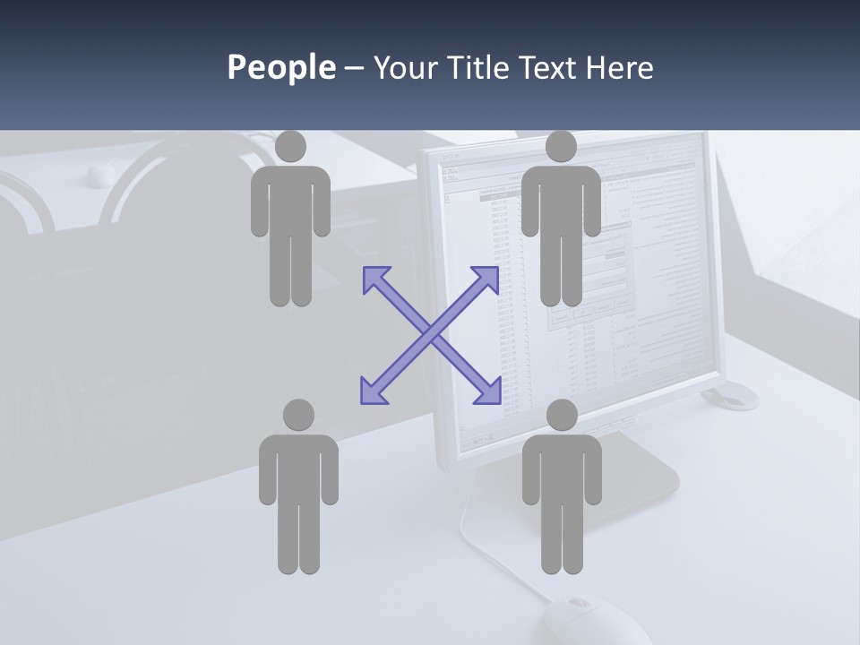 A Computer Monitor Sitting On Top Of A Desk PowerPoint Template