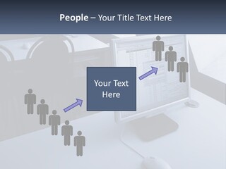 A Computer Monitor Sitting On Top Of A Desk PowerPoint Template