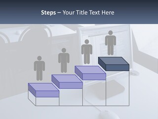 A Computer Monitor Sitting On Top Of A Desk PowerPoint Template