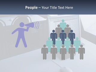 A Computer Monitor Sitting On Top Of A Desk PowerPoint Template