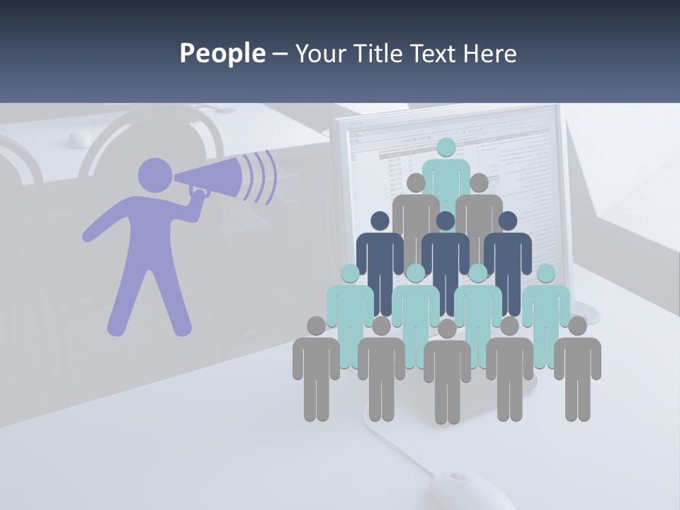 A Computer Monitor Sitting On Top Of A Desk PowerPoint Template