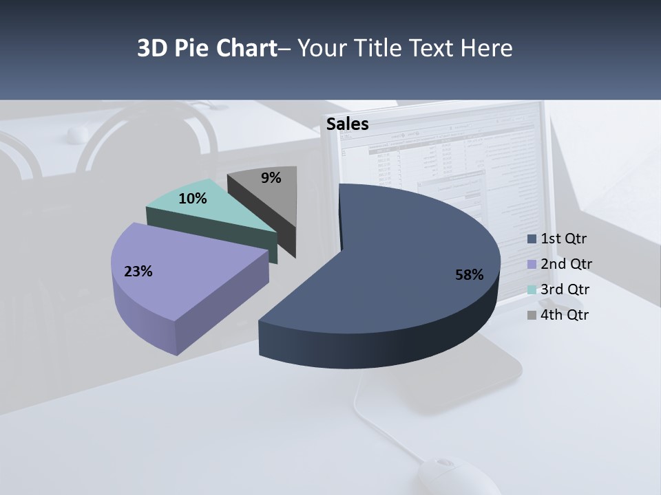 A Computer Monitor Sitting On Top Of A Desk PowerPoint Template
