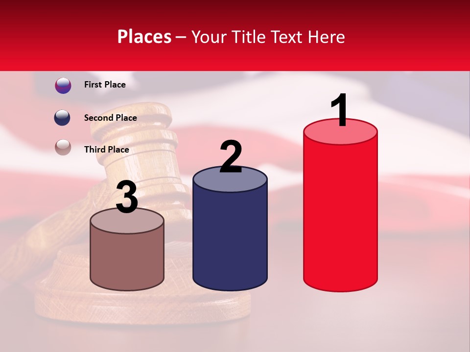 A Wooden Judge's Hammer Sitting On Top Of A Wooden Table PowerPoint Template