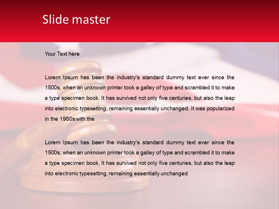 A Wooden Judge's Hammer Sitting On Top Of A Wooden Table PowerPoint Template