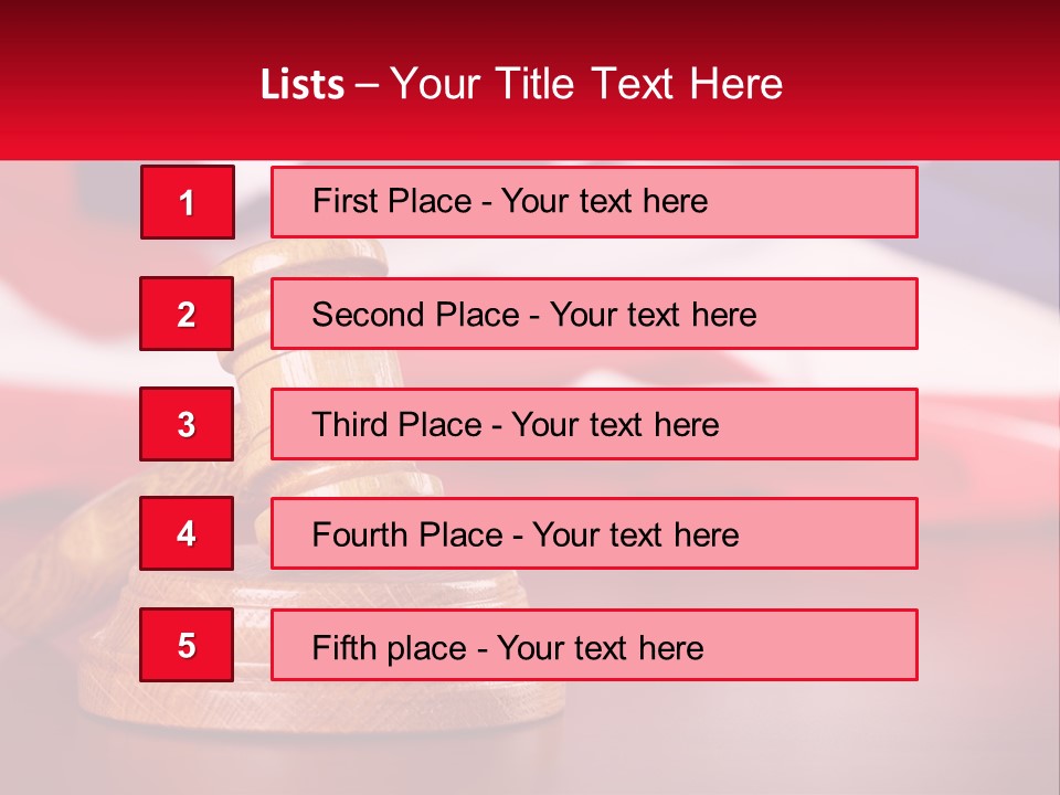 A Wooden Judge's Hammer Sitting On Top Of A Wooden Table PowerPoint Template