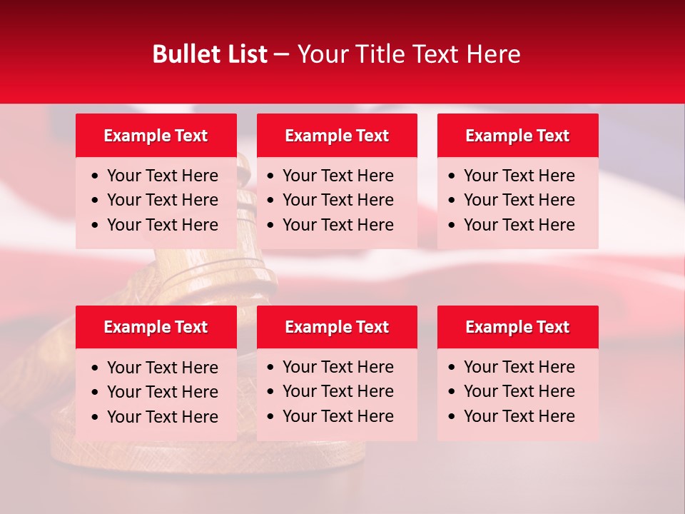 A Wooden Judge's Hammer Sitting On Top Of A Wooden Table PowerPoint Template