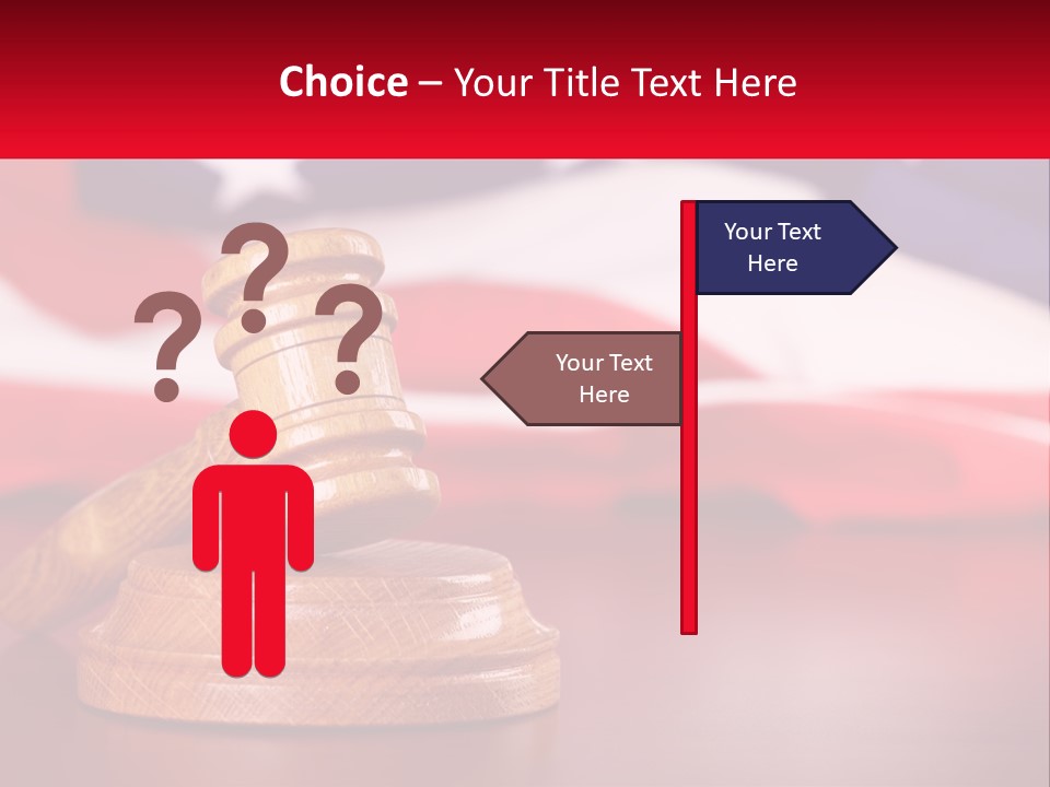 A Wooden Judge's Hammer Sitting On Top Of A Wooden Table PowerPoint Template