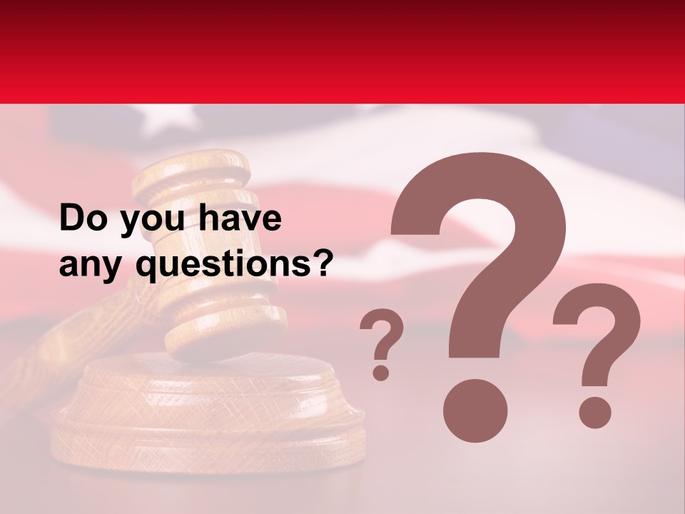 A Wooden Judge's Hammer Sitting On Top Of A Wooden Table PowerPoint Template