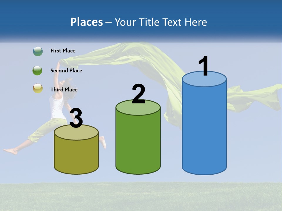 A Woman Jumping In The Air With A Green Scarf PowerPoint Template