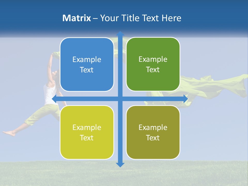 A Woman Jumping In The Air With A Green Scarf PowerPoint Template