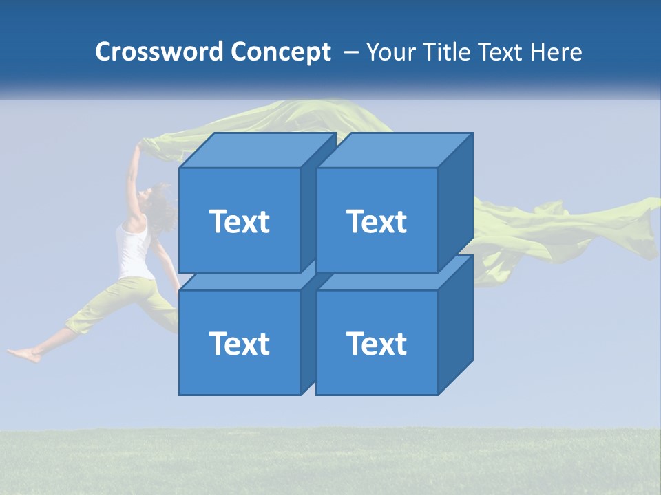 A Woman Jumping In The Air With A Green Scarf PowerPoint Template