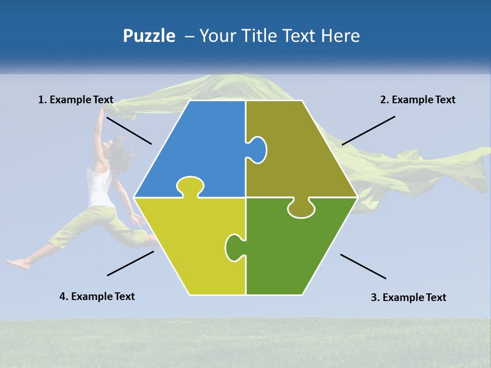 A Woman Jumping In The Air With A Green Scarf PowerPoint Template