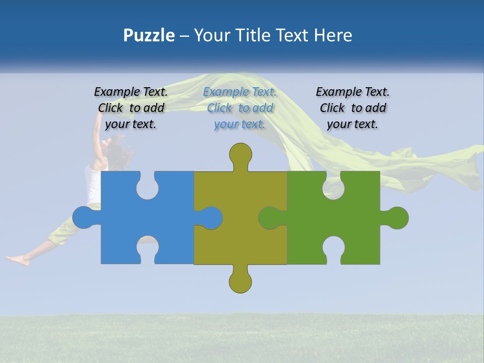 A Woman Jumping In The Air With A Green Scarf PowerPoint Template