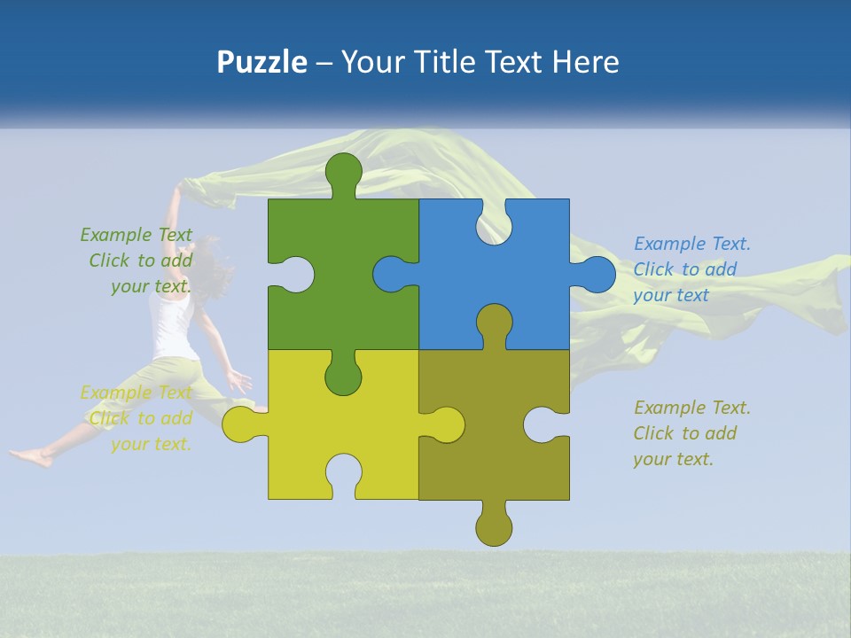 A Woman Jumping In The Air With A Green Scarf PowerPoint Template