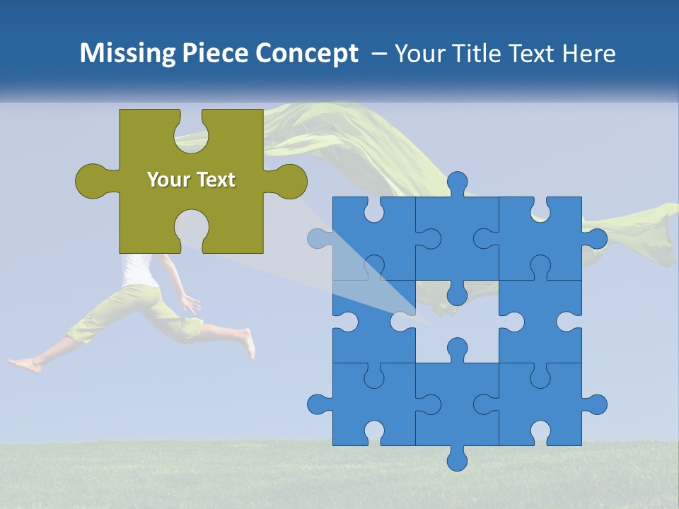 A Woman Jumping In The Air With A Green Scarf PowerPoint Template