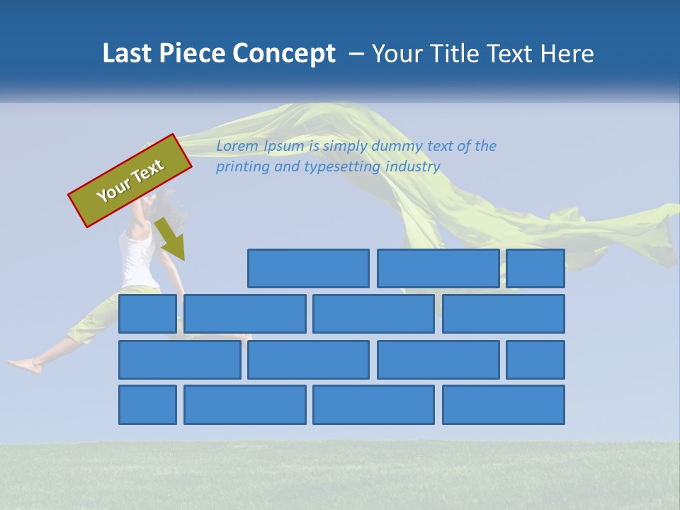 A Woman Jumping In The Air With A Green Scarf PowerPoint Template