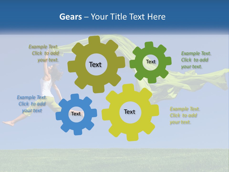 A Woman Jumping In The Air With A Green Scarf PowerPoint Template