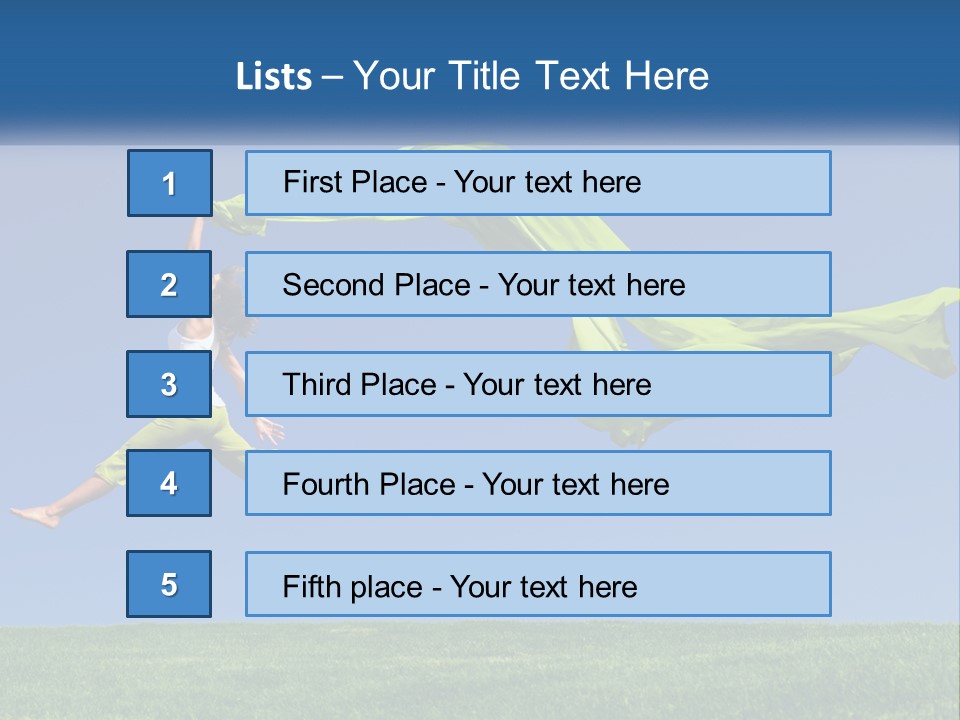 A Woman Jumping In The Air With A Green Scarf PowerPoint Template