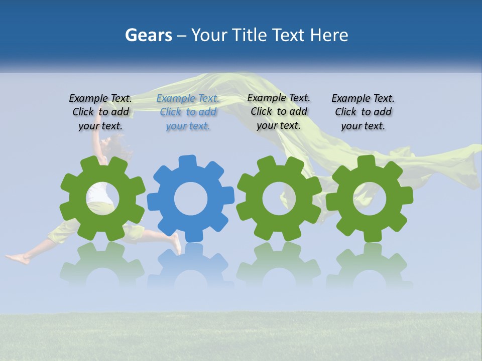 A Woman Jumping In The Air With A Green Scarf PowerPoint Template