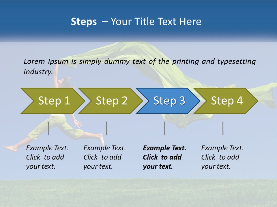 A Woman Jumping In The Air With A Green Scarf PowerPoint Template