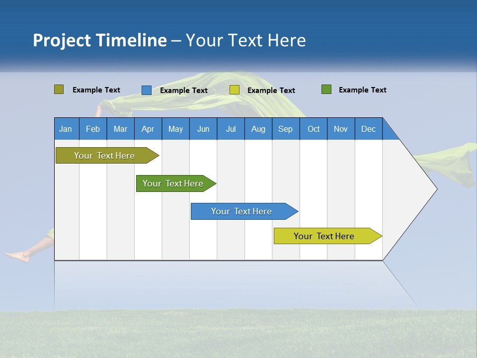 A Woman Jumping In The Air With A Green Scarf PowerPoint Template