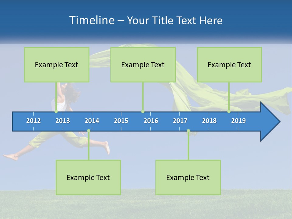 A Woman Jumping In The Air With A Green Scarf PowerPoint Template