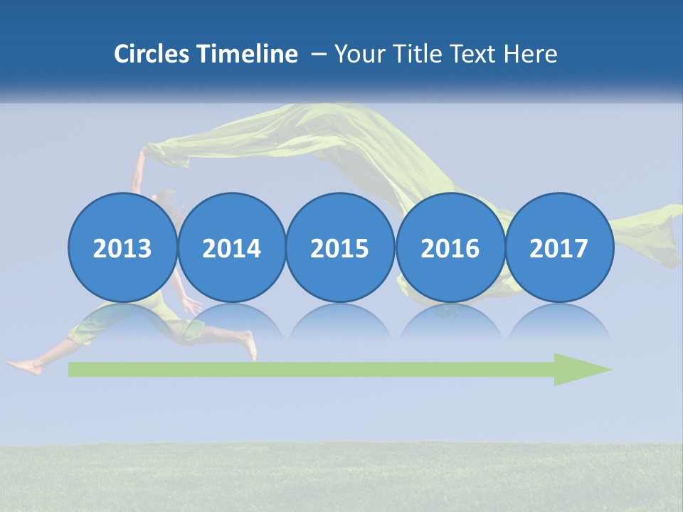 A Woman Jumping In The Air With A Green Scarf PowerPoint Template