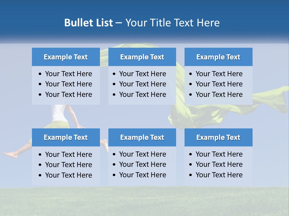 A Woman Jumping In The Air With A Green Scarf PowerPoint Template