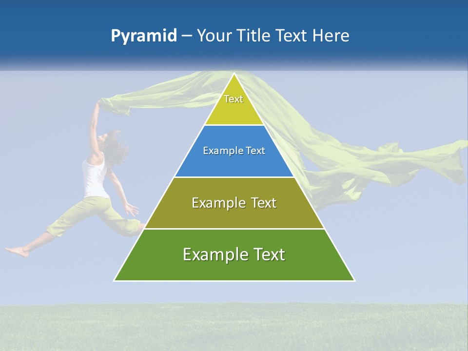 A Woman Jumping In The Air With A Green Scarf PowerPoint Template