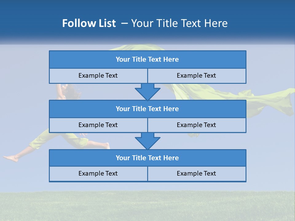 A Woman Jumping In The Air With A Green Scarf PowerPoint Template